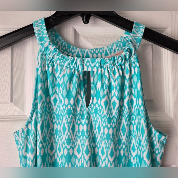 NWOT Jude Connally Turquoise/White Sleeveless Patterned Dress Size S - Picture 3 of 11